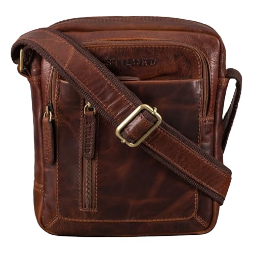 STILORD 'Jamie' Herren Ledertasche Umhängetasche klein Vintage Messenger Bag Herrenhandtasche für 9.7 Zoll iPad moderne Leder Schultertasche für Männer, Farbe:florida - braun von STILORD