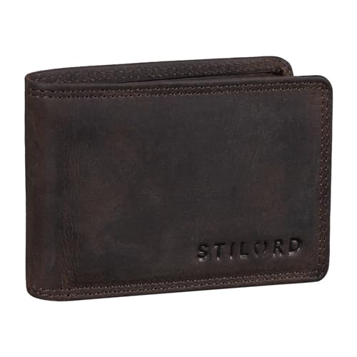 STILORD 'Jay' Mini Geldbörse Herren RFID Leder Brieftasche Vintage für Männer Kleiner Geldbeutel mit vielen Kartenfächern und NFC-Schutz in Geschenkbox, Farbe:dunkel - braun von STILORD