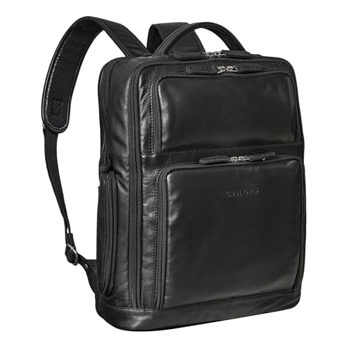 STILORD großer Business-Rucksack aus Leder schwarz - Vintage Tages-Rucksack - Echtleder Herrenrucksack mit Laptopfach 15 Zoll DIN A4 'Jayden' von STILORD