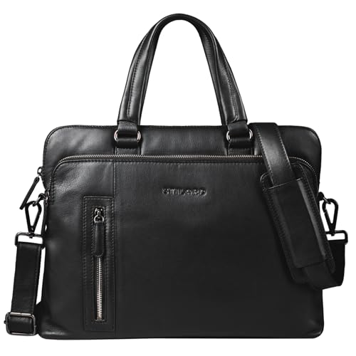 STILORD 'Lory' Aktentasche Damen Leder Vintage Business Laptoptasche 13,3 Zoll MacBooktasche ideal als Handtasche Umhängetasche für Büro Office Echtleder, Farbe:schwarz von STILORD