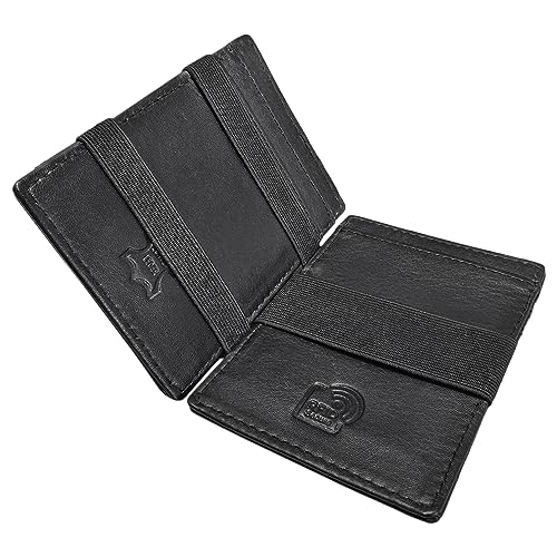 STILORD 'Mago' Magic Wallet mit Münzfach aus Echt Leder für Herren Kreditkartenetui RFID Schutz kleine Geldbörse im Vintage-Look, Farbe:schwarz von STILORD