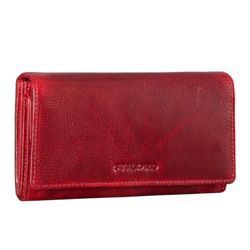 STILORD Damen-Geldbörse aus Leder rot - Frauen-Geldbeutel mit RFID & NFC Schutz - Vintage Portmonnaie aus Echtleder + Geschenkbox 'Marquesa' von STILORD