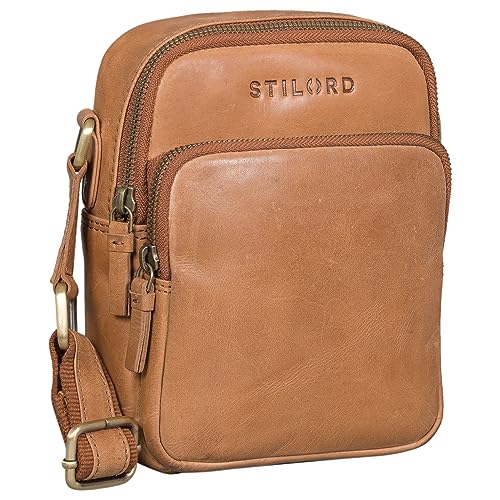 STILORD 'Maxi' Umhängetasche Herren Leder Kleine Crossbody Bag Elegante Schultertasche für Freizeit Outdoor Herrentasche aus hochwertigem Echtleder, Farbe:taranto - braun von STILORD