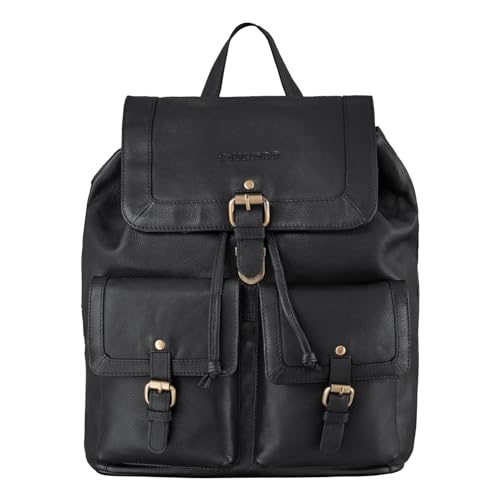 STILORD 'Nora' Großer Lederrucksack Vintage Hochwertiger Daypack 13.3 Zoll Rucksack-Handtasche für Schule Uni Freizeit Echtes Leder, Farbe:schwarz von STILORD