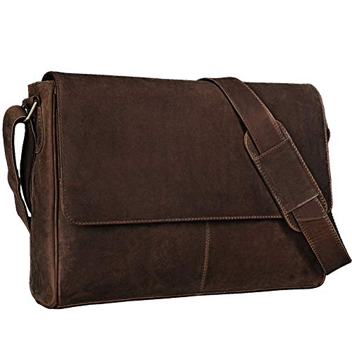 STILORD Umhängetasche aus Echtleder braun - 15 Zoll Laptoptasche - Vintage Messenger-Bag - Leder-Kuriertasche 'Oskar' von STILORD