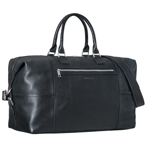 STILORD 'Rover' Reisetasche Leder groß Weekender Herren Damen XL Reisegepäck Overnight Duffle Bag echtes Rindsleder Vintage aufsteckbar, Farbe:schwarz von STILORD