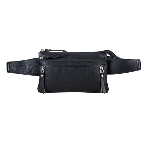 STILORD 'Skye' Bauchtasche Vintage Leder groß für Damen Herren Handy Gürteltasche Reise Bauchtasche multifunktional Festival Umhängetasche, Farbe:schwarz von STILORD