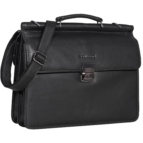 STILORD 'Stephan' Laptoptasche 15,6 Zoll Herren Leder Businesstasche Office Bag Umhängetasche Leder-Tasche Business Aktentasche Herren, Farbe:schwarz von STILORD