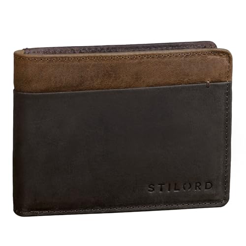 STILORD 'Sterling' RFID Geldbeutel Herren Leder Portemonnaie Männer Brieftasche Vintage Geldbörse mit NFC Ausleseschutz in Geschenkbox zweifarbig, Farbe:dunkel - braun von STILORD