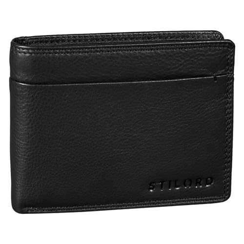 STILORD 'Sterling' RFID Geldbeutel Herren Leder Portemonnaie Männer Brieftasche Vintage Geldbörse mit NFC Ausleseschutz in Geschenkbox zweifarbig, Farbe:schwarz von STILORD