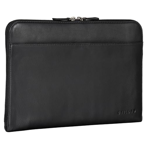 STILORD 'Troy' Laptoptasche 13.3 Zoll Leder für MacBook MacBooktasche Vintage Sleeve ideal als Laptop Hülle 13 Zoll Notebook Tasche Schutzhülle Dokumentenmappe, Farbe:schwarz von STILORD