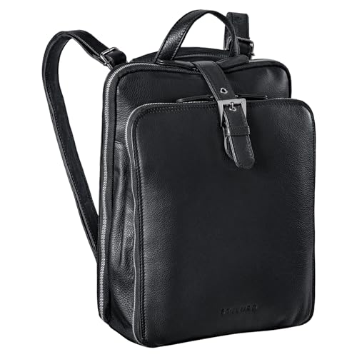 STILORD 'Vienna' Rucksack Tasche aus Leder - Praktisches 3-in-1 Konzept als Rucksack Handtasche Umhängetasche - Großer Daypack aus Echtem Vintage Leder, Farbe:schwarz von STILORD