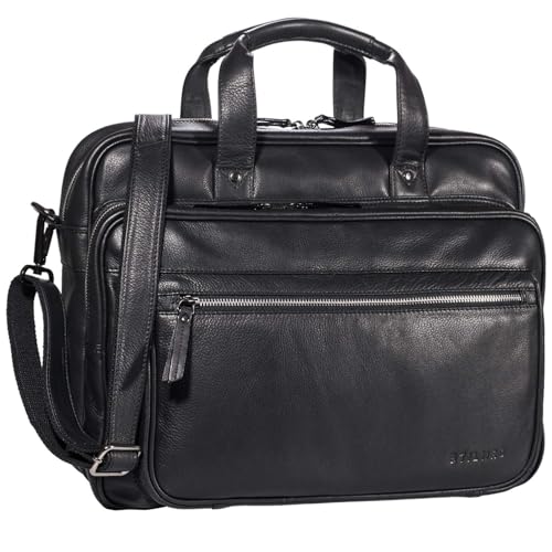 STILORD Herren-Businesstasche aus Leder schwarz - große 15,6 Zoll Laptoptasche - Männer-Aktentasche - Vintage Umhängetasche aus Rindsleder 'Walt' von STILORD