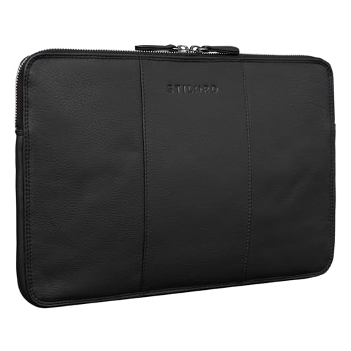 STILORD 'Wilson' Laptop Tasche 13,3 Zoll Leder für MacBook Vintage Notebooktasche für 13 bis 14 Zoll MacBooktasche Tablettasche Konferenzmappe DIN A4 Echtleder, Farbe:schwarz von STILORD