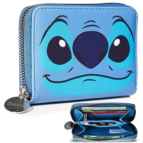 Stitch Geldbörse, Disney Offizielles Lizenzprodukt – Accessoire Geschenkidee für Damen, Blau, 12,5 x 9 x 2,5 cm Stitch Sachen, Lilo und Stitch Geschenke von STITCH