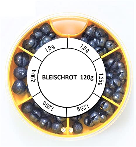STMK Bleischrot Sortimentsdose 120gr (1,0gr, 1,25gr, 1,8gr und 2,9gr) von STMK