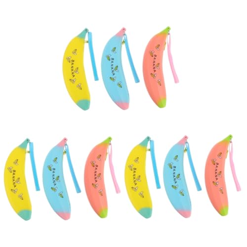 STOBOK 9 STK Niedliche Buchstaben Bananen Feder Mäppchen Entzückendes Bananenförmiges Federmäppchen Cartoon-Make-up-Tasche Federmäppchen Für Kinder Südkorea Kieselgel Karikatur Student von STOBOK