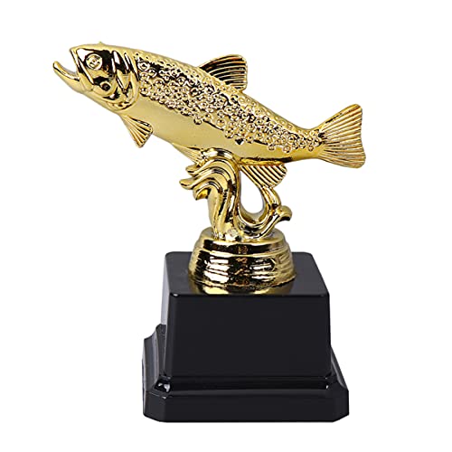 Angeln Trophäe Gold Kunststoff Award Trophäe Fisch Figurine Statue Sammeln Skulptur Ornament für Angeln Turniere Wettbewerbe Party Favor Geschenk 11CM von STOBOK
