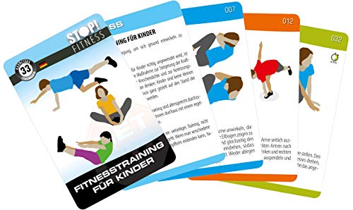 STOP! Fitness | Fitnesstraining für Kinder | Trainingskarten Übungskarten, deutsche Version, Kartengröße 66 x 100 mm mit Kunststoffbox von STOP! Fitness