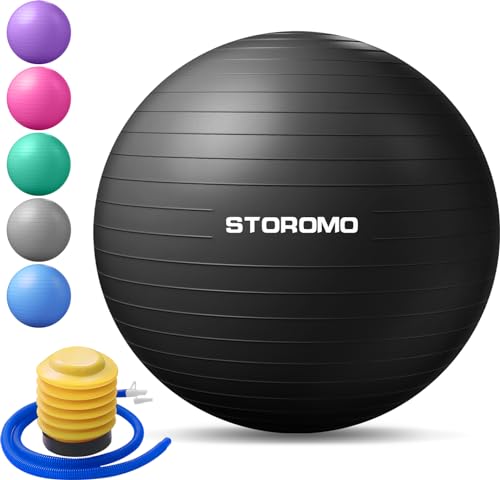 STOROMO Gymnastikball (45-95 cm), Yoga-Ball, Yoga-Ballstuhl, extra dick, Anti-Burst, für Pilates, Balance, Stabilität, Workout, Schwangerschaft, 65 cm, schwarz ) von STOROMO