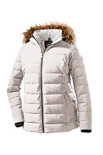 STOY Damen WMN Quilted Jckt E Jacke In Daunenoptik Mit Abzippbarer Kapuze, Off-White, 44 von STOY