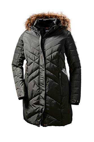 STOY Damen Parka WMN Quilted PRK D - Steppparka in Daunenoptik mit abzippbarer Kapuze - Mantel in großen Größen, anthrazit, 448 36020-000 von STOY