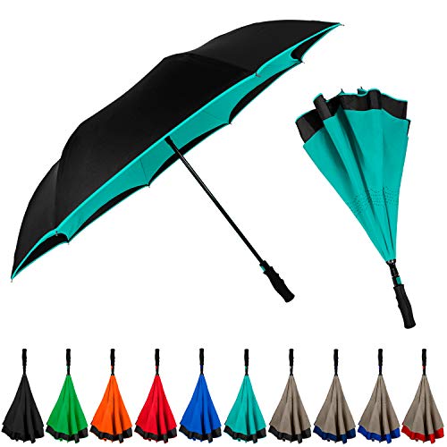 StrombergBrand Inversa Regenschirm (Wendeschirm), doppellagiger umgekehrter Regenschirm für Damen und Herren, großer Regenschirm Winddicht – selbststehender Regenschirm umgekehrt geschlossen von STROMBERGBRAND UMBRELLAS