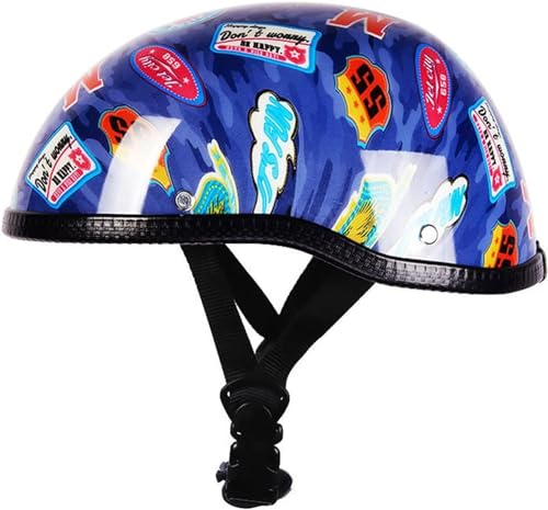 Halbschalenhelm Retro Motorradhelm Halbhelme Jethelm Mit DOT/ECE-Zertifizierung Open Face Jet-Helm Brain-Cap Scooter-Helm Roller Halb-Helm R,55-60cm von STRTG