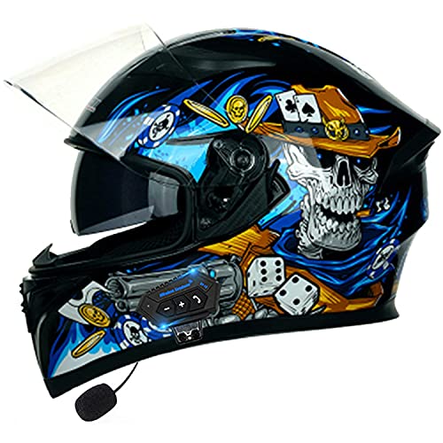 Klapphelm Mit Bluetooth Motorradhelm Integrierter Bluetooth-Helm Motorrad Full Face Helm Rollerhelm Anti-Fog-Doppelspiegel Belüftung Für Damen Herren ECE Zertifiziert G,Medium von STRTG