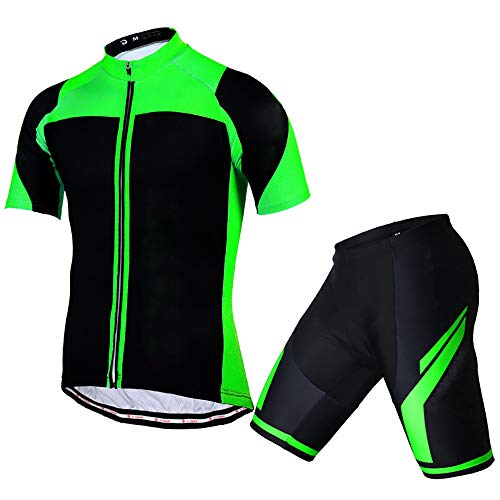 Radtrikot Set, Herren Fahrradtrikot Kurzarm Set +Atmungsaktive Radhose mit Sitzpolster für Radsport Shorts Radsportanzug für MTB Rennrad Fahrrad Jersey von STRTG