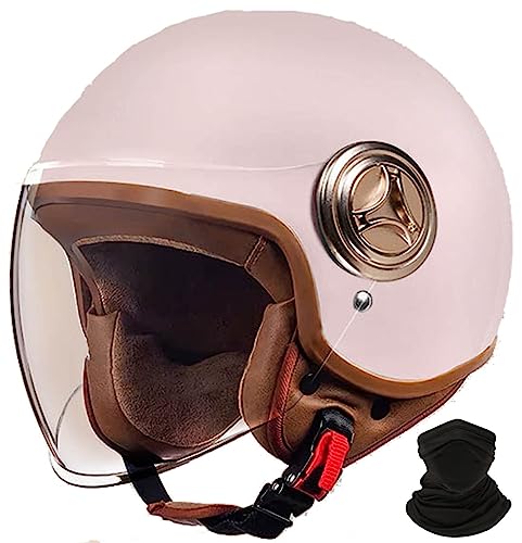 Retro-Motorradhelm, Rollerhelm mit Visier, offener halber Jethelm, Mopedhelm für Erwachsene Männer und Frauen, DOT/ECE-geprüft D,L 58-60cm von STRTG