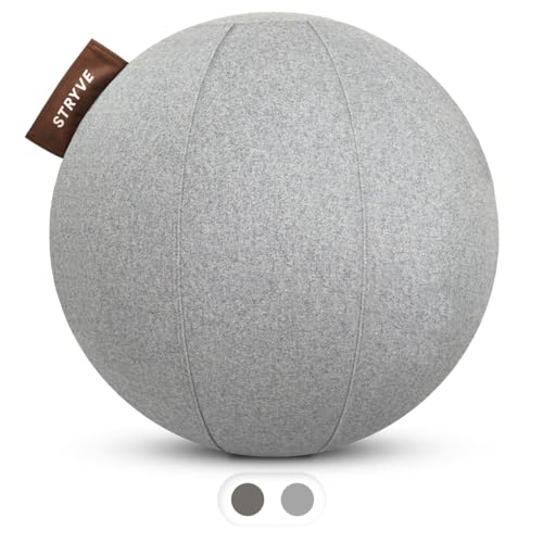 STRYVE Active Ball Wollfilz 65 cm Light Grey, innovativer Sitzball mit Filzbezug, Alternative zum Bürostuhl, inkl. Luftpumpe von STRYVE