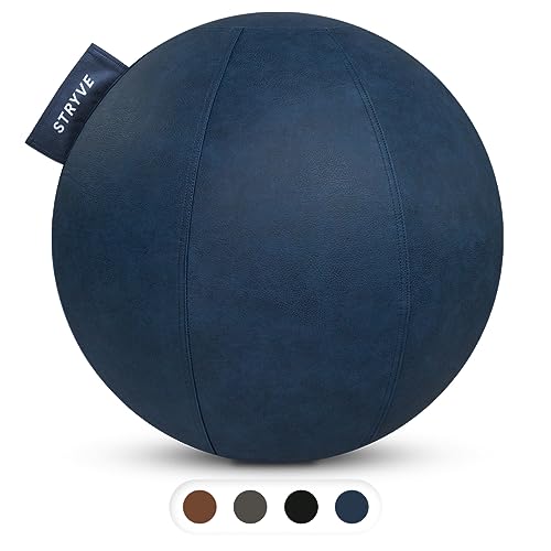 STRYVE Gymnastikball 65cm Royal Blue, ästhetischer Trainingsball für Rücken & Bauch – inkl. Luftpumpe von STRYVE