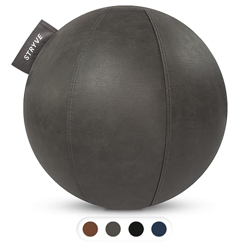 STRYVE Gymnastikball 70 cm Stone Grey, edler Sitzball für Büro, Homeoffice & Sport - inkl. Luftpumpe von STRYVE