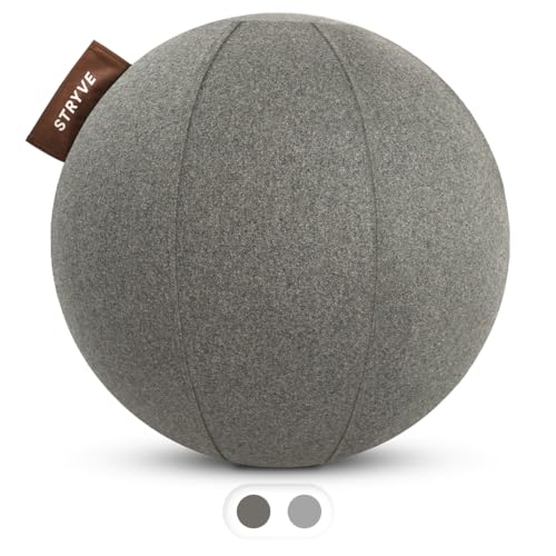 STRYVE Active Ball Wollfilz 65 cm Warm Grey, innovativer Sitzball mit Filzbezug, Alternative zum Bürostuhl, inkl. Luftpumpe von STRYVE