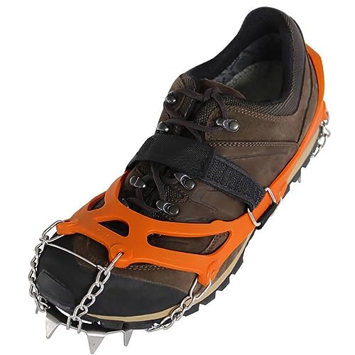 STUBAI Grödel für Wander-Schuhe | Mount Track orange, Größe L | Antirutsch-Schuhkrallen aus Edelstahl für Winter, rutschfeste Spikes für Schuhe, Wandern, Schnee, Outdoor von STUBAI