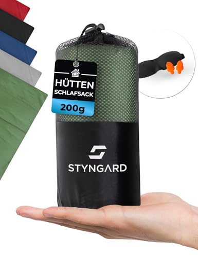 STYNGARD 2in1 Hüttenschlafsack Ultraleicht [200g] - Ultraleichter Schlafsack kleines Packmaß - Dünner Schlafsack Inlett leicht & weich Modell Hanoi von STYNGARD