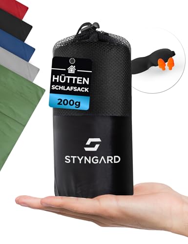 STYNGARD 2in1 Hüttenschlafsack Ultraleicht [200g] - Ultraleichter Schlafsack kleines Packmaß - Dünner Schlafsack Inlett warm & weich Modell Hanoi von STYNGARD