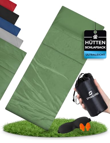 STYNGARD Hüttenschlafsack Ultraleicht [200g] - Ultraleichter Schlafsack kleines Packmaß - Dünner Schlafsack Inlett leicht & weich Modell Hanoi von STYNGARD