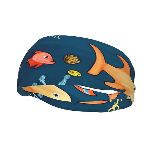 Blaues Unterwasserwelt der Fisch-Sport-Stirnband für Männer und Frauen, geeignet für Laufen, Yoga, Basketball, elastisches Feuchtigkeitsband. von STejar