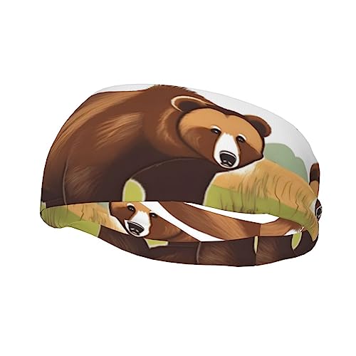 Brown Bear Walking Sport Stirnband für Männer und Frauen, geeignet für Laufen, Yoga, Basketball, elastisches Feuchtigkeitsband. von STejar
