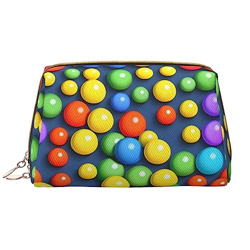 Colorful Balls Make-up-Tasche, Leder, tragbar, groß, PVC-Leder, Reißverschluss, Kulturbeutel, Reisetasche, Aufbewahrungstasche, Weiß, Einheitsgröße, weiß, Einheitsgröße von STejar