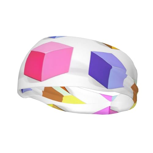 Colorful Cubes Sport-Stirnband für Männer und Frauen, geeignet für Laufen, Yoga, Basketball, elastisches Feuchtigkeitsband. von STejar