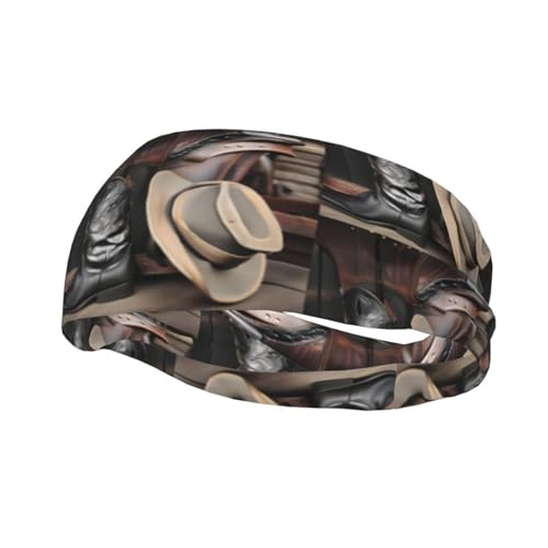 Cowboy-Hut Westernstiefel Sport-Stirnband für Männer und Frauen, geeignet für Laufen, Yoga, Basketball, elastisches Feuchtigkeitsband. von STejar