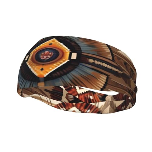 Indianer-Malerei-Sport-Stirnband für Männer und Frauen, geeignet für Laufen, Yoga, Basketball, elastisches Feuchtigkeitsband. von STejar