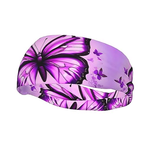 Lila Schmetterling Sport Stirnband für Männer und Frauen, geeignet für Laufen, Yoga, Basketball, elastisches Feuchtigkeitsband. von STejar
