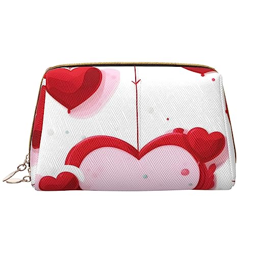 Little Red Heart Leder-Make-up-Tasche, tragbar, groß, PVC-Leder, Reißverschluss, Kulturbeutel, Reisetasche, Aufbewahrungstasche, Weiß, Einheitsgröße, weiß, Einheitsgröße von STejar