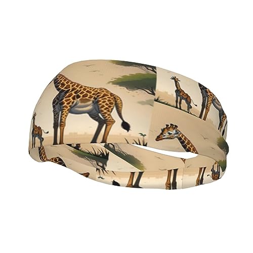 Mutter und Kind Giraffe Sport Stirnband für Männer und Frauen, geeignet für Laufen, Yoga, Basketball, elastisches Feuchtigkeitsband. von STejar