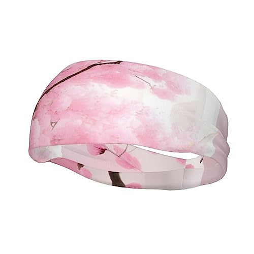 Pink Cherry Blossom Staircase Sports Headband for Both Men and Women, Suitable for Running, Yoga, Basketball, Elastic Moisture Band von STejar