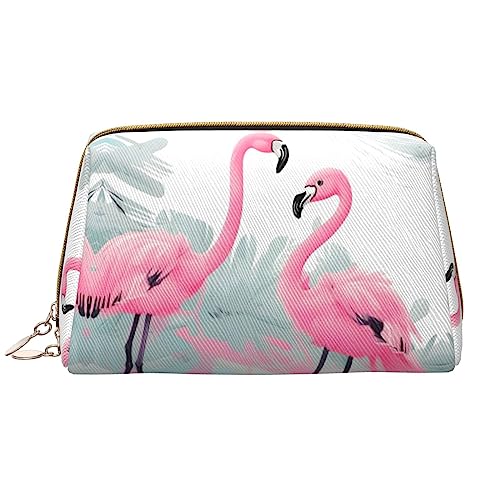Pink Flamingo Leder tragbare große Make-up-Tasche, PVC-Leder, Reißverschluss, Kulturbeutel, Reisetasche, Aufbewahrungstasche, Weiß, Einheitsgröße, weiß, Einheitsgröße von STejar